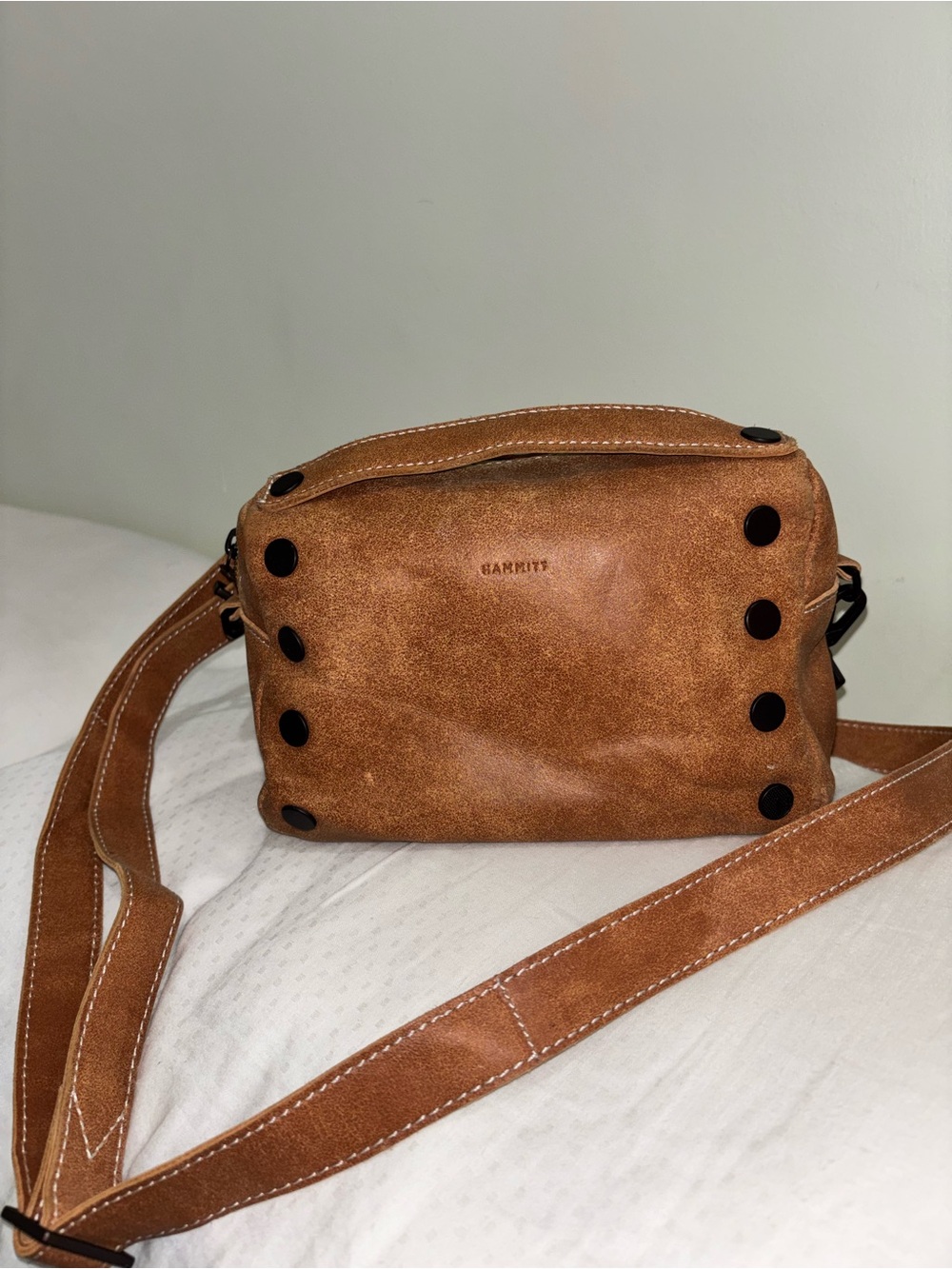 Hammitt Tan Suede Crossbody with Black Stud Accents